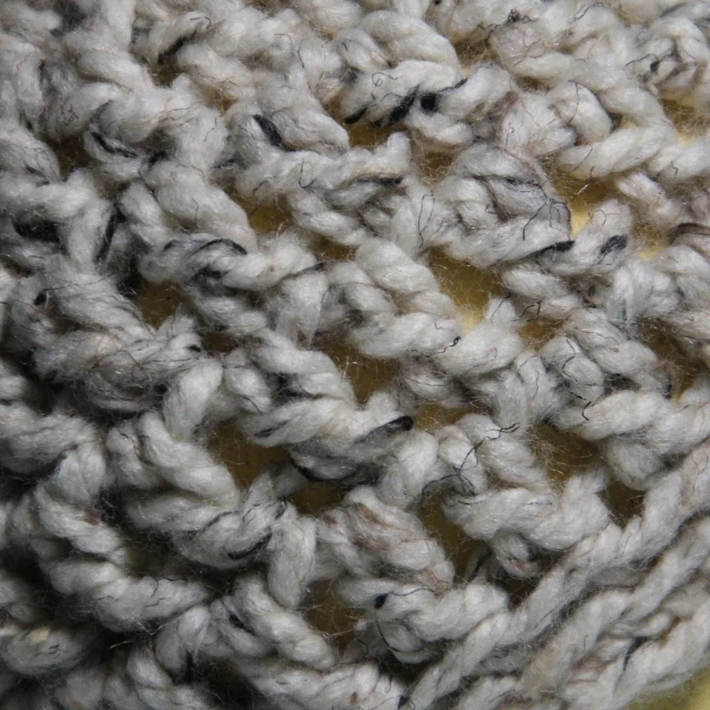 Crochet Slouchy Beanie Hand Crafted Oatmeal Cookies and Cream Huge Pom Pom - Picture 3 of 9